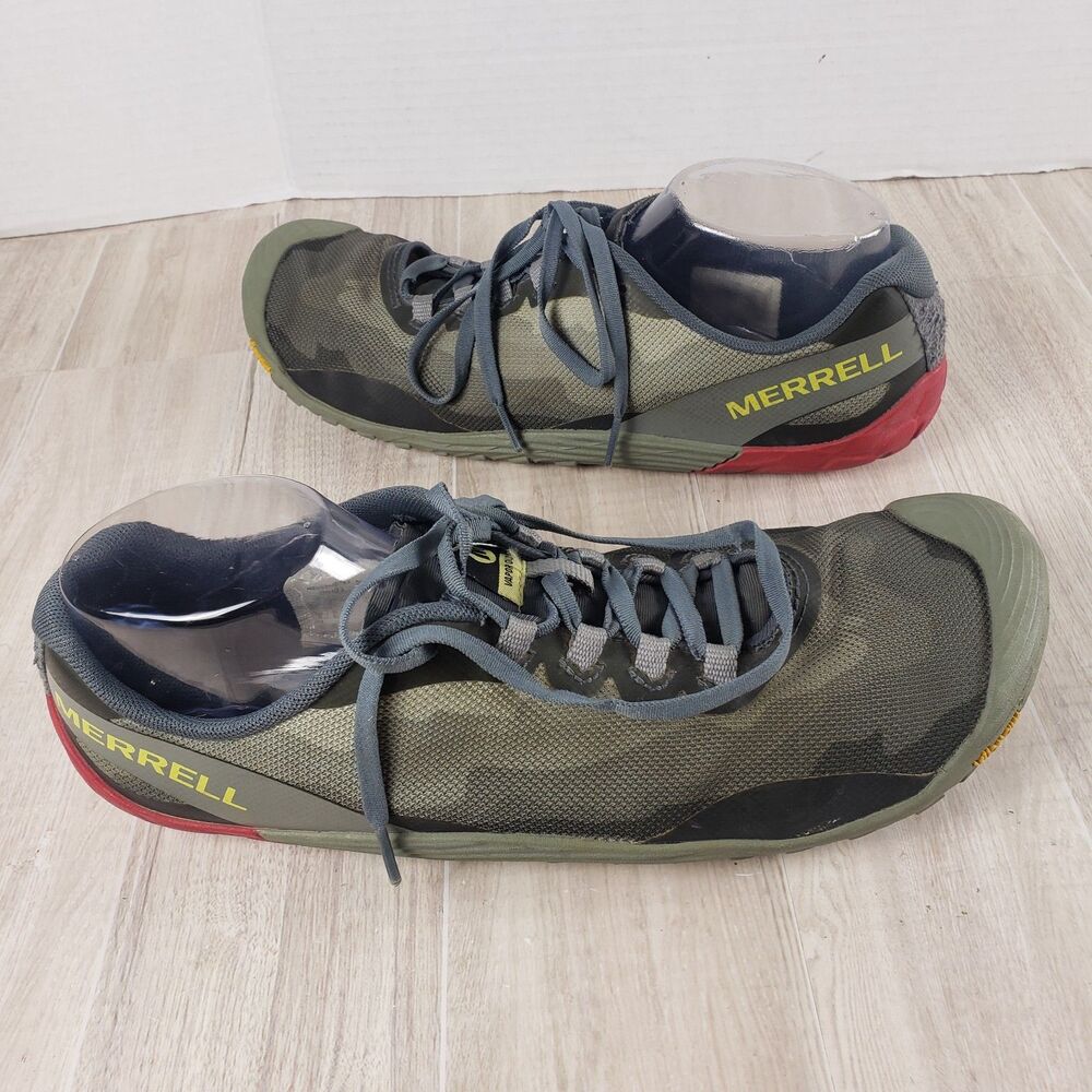 Merrell Mens Vapor Glove 4 Size 10 Olive Green Black Camo Barefoot Shoes J50395